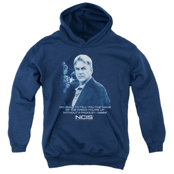 Navy youth hoodie for ages 8 to 12 with NCIS Creek graphic
