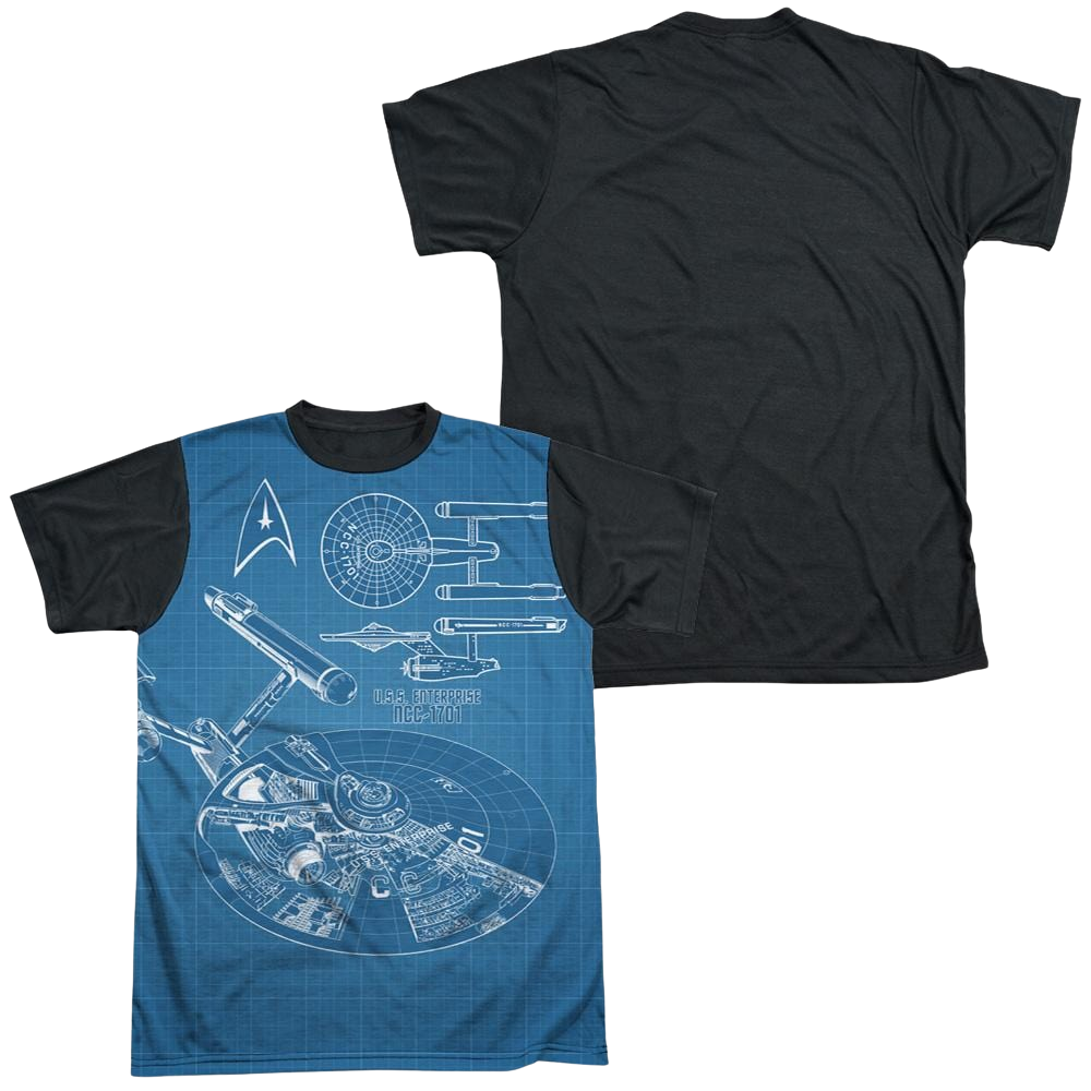Star Trek Multi Angle Plans Men's Black Back T-Shirt Men's Black Back T-Shirt Star Trek   