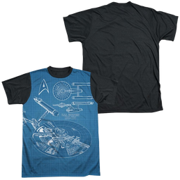 Star Trek Multi Angle Plans Men's Black Back T-Shirt Men's Black Back T-Shirt Star Trek   