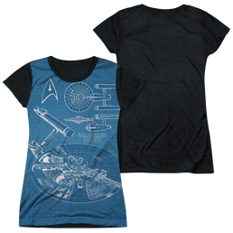 Star Trek Multi Angle Plans Juniors Black Back T-Shirt Juniors Black Back T-Shirt Star Trek   