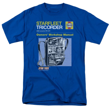 Royal men's regular fit t-shirt with Star Trek Tricorder Manual graphic