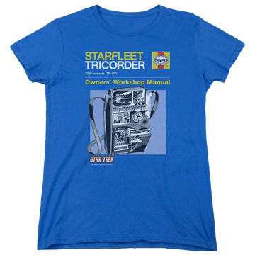 Royal women's t-shirt with Star Trek Tricorder Manual graphic