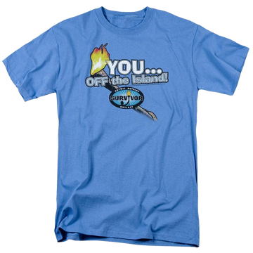 Carolina blue men's regular fit t-shirt with Survivor You Off The Island graphic