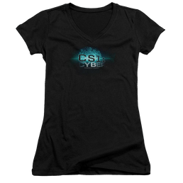 CSI: Cyber Thumb Print - Juniors V-Neck T-Shirt Juniors V-Neck T-Shirt CSI   