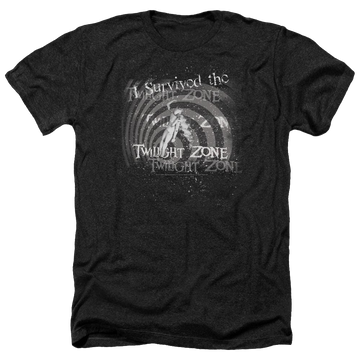 Charcoal men's heather t-shirt with The Twilight Zone I Survived graphic