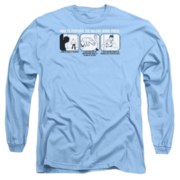 Carolina blue men's long sleeve t-shirt with Star Trek Vulcan Nerve Pinch graphic