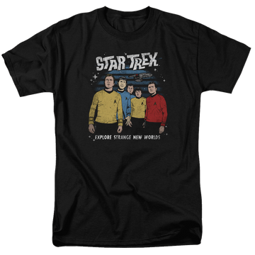 Black men's regular fit t-shirt with Star Trek Stange New World graphic