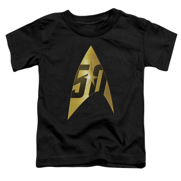 Black toddler t-shirt with Star Trek The Original Series 50Th Anniversary Delta graphic
