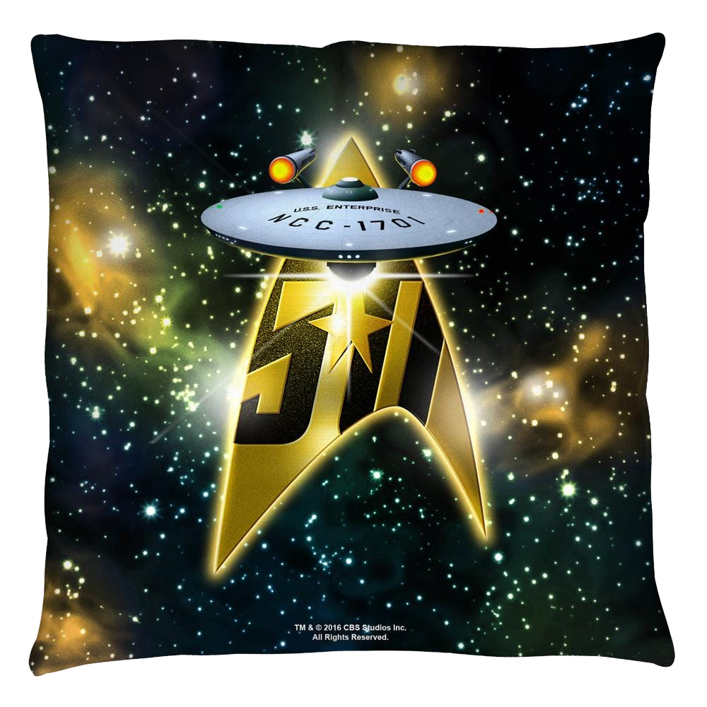 Star Trek - 50th Ship Throw Pillow Throw Pillows Star Trek   