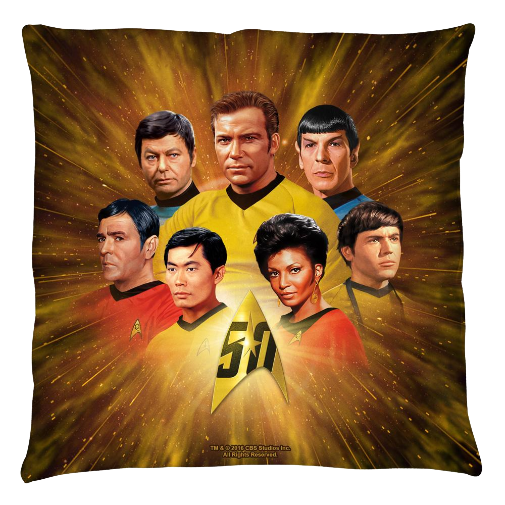 Star Trek - 50th Crew Throw Pillow Throw Pillows Star Trek   
