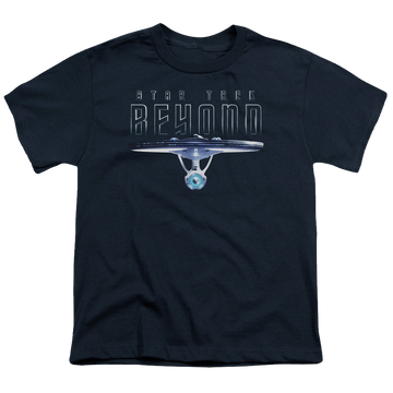 Navy youth t-shirt for ages 8 to 12 with Star Trek Beyond Enterprise Beyond graphic