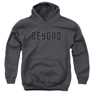 Charcoal youth hoodie for ages 8 to 12 with Beyond Star Trek Beyond graphic