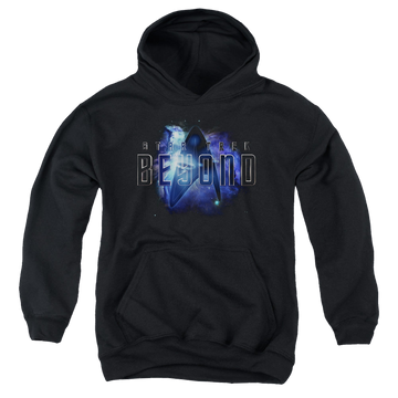 Black youth hoodie for ages 8 to 12 with Star Trek Beyond Galaxy Beyond graphic