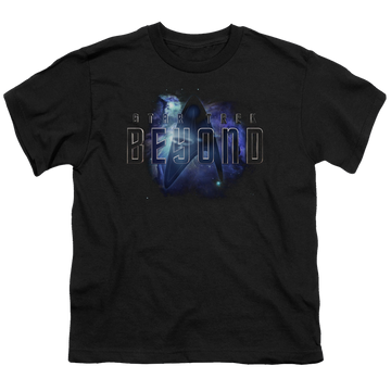 Black youth t-shirt for ages 8 to 12 with Star Trek Beyond Galaxy Beyond graphic