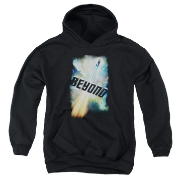 Black youth hoodie for ages 8 to 12 with Star Trek Beyond Poster graphic
