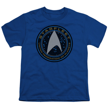 Royal youth t-shirt for ages 8 to 12 with Star Trek Beyond Starfleet Patch graphic