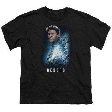 Black youth t-shirt for ages 8 to 12 with Star Trek Beyond Bones Poster graphic