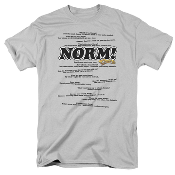 Silver men's regular fit t-shirt with Cheers Normisms graphic