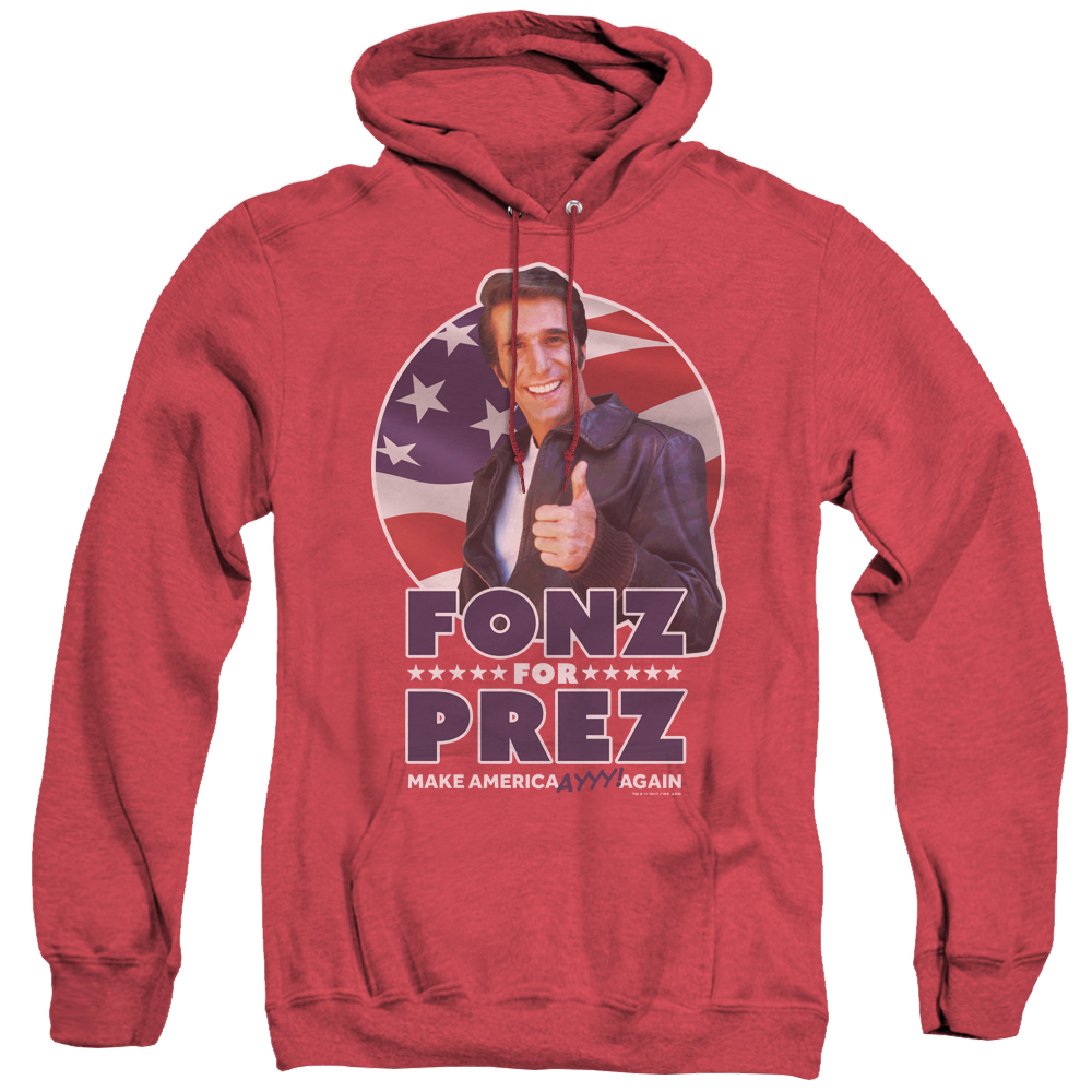 Happy Days Fonz For Prez - Heather Pullover Hoodie Heather Pullover Hoodie Happy Days   