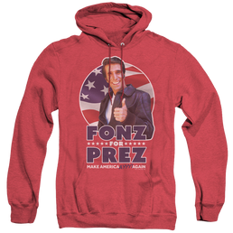 Happy Days Fonz For Prez - Heather Pullover Hoodie Heather Pullover Hoodie Happy Days   