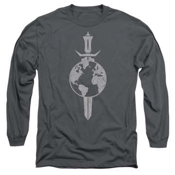 Charcoal men's long sleeve t-shirt with Star Trek Enterprise Terran Empire graphic