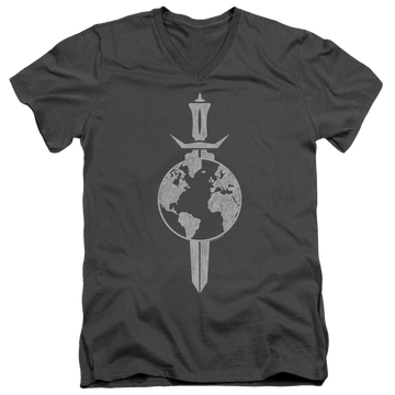 Charcoal men's v-neck t-shirt with Star Trek Enterprise Terran Empire graphic