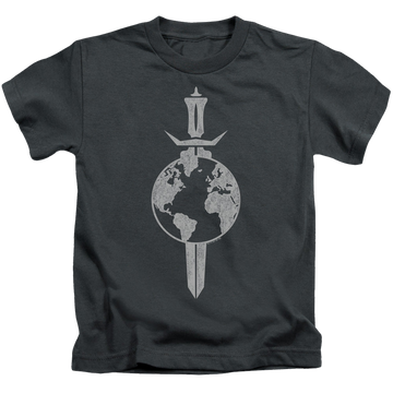 Charcoal kid's t-shirt for ages 4 to 7 with Star Trek Enterprise Terran Empire graphic