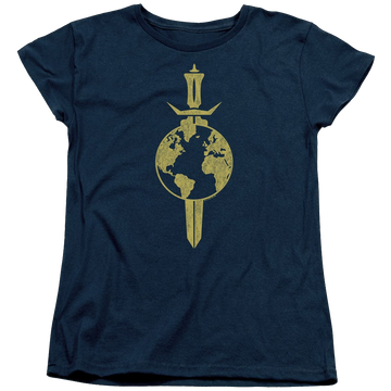 Navy women's t-shirt with Star Trek Enterprise Terran Empire graphic