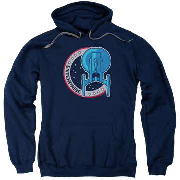 Navy pullover hoodie with Star Trek Enterprise Patch graphic
