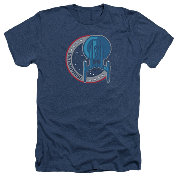 Navy men's heather t-shirt with Star Trek Enterprise Patch graphic