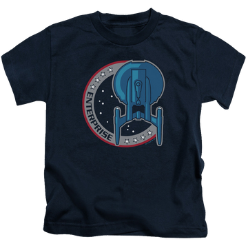 Navy kid's t-shirt for ages 4 to 7 with Star Trek Enterprise Patch graphic