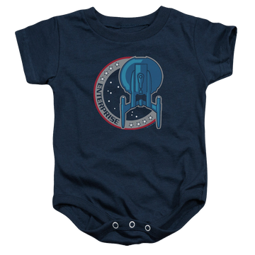 Navy baby bodysuit with Star Trek Enterprise Patch graphic