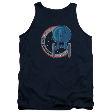 Navy men's tank with Star Trek Enterprise Patch graphic