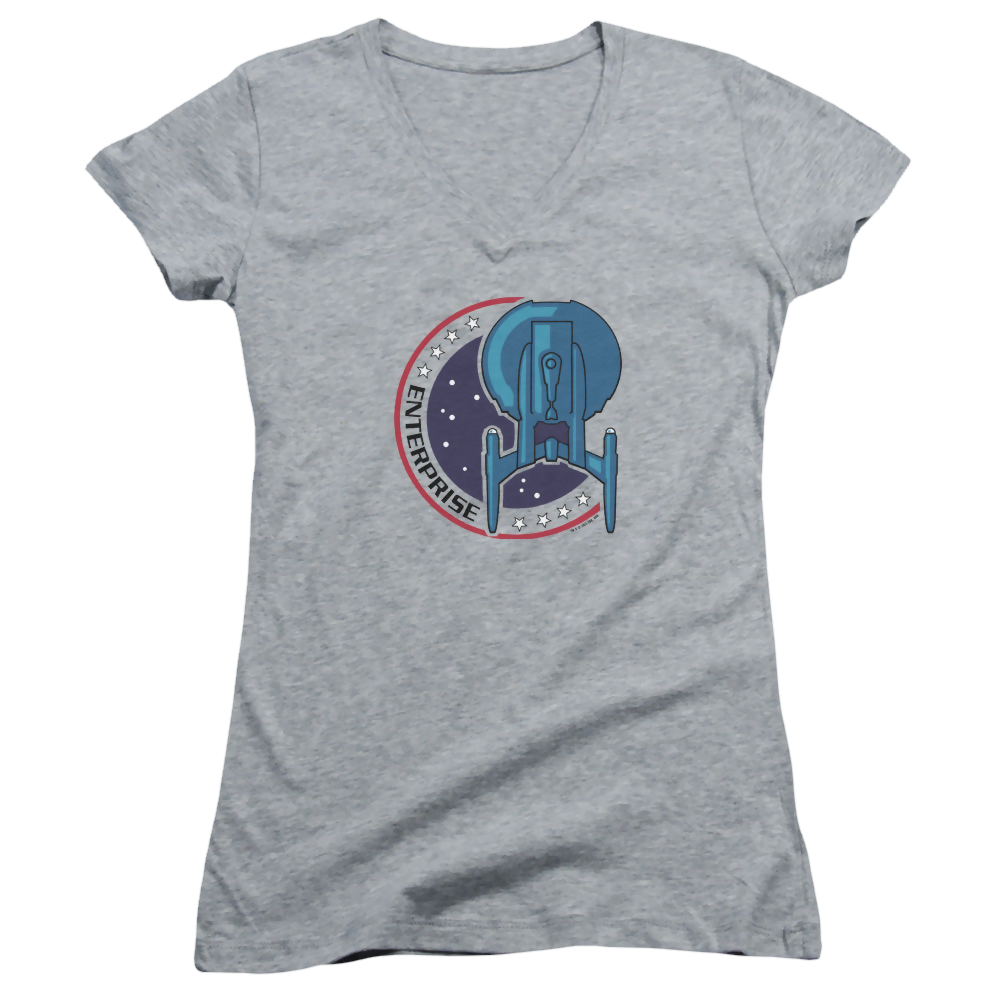 Star Trek Enterprise Enterprise Patch - Juniors V-Neck T-Shirt Juniors V-Neck T-Shirt Star Trek   