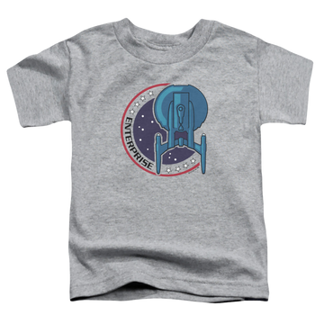Athletic heather toddler t-shirt with Star Trek Enterprise Patch graphic