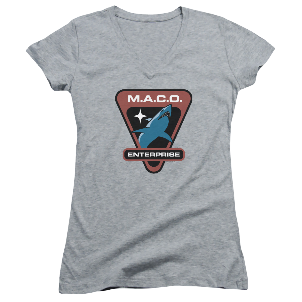 Star Trek Enterprise Maco Patch - Juniors V-Neck T-Shirt Juniors V-Neck T-Shirt Star Trek   