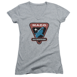 Star Trek Enterprise Maco Patch - Juniors V-Neck T-Shirt Juniors V-Neck T-Shirt Star Trek   