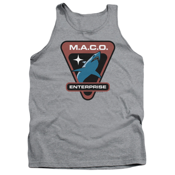 Athletic heather men's tank with Star Trek Enterprise Maco Patch graphic