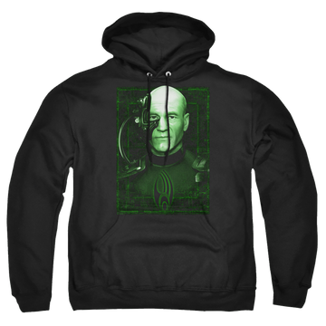 Black pullover hoodie with Star Trek Locutus Of Borg graphic