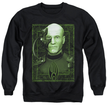 Black men's crewneck sweatshirt with Star Trek Locutus Of Borg graphic
