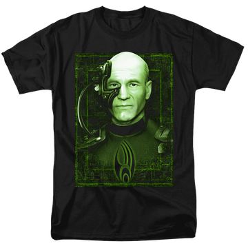 Black men's regular fit t-shirt with Star Trek Locutus Of Borg graphic