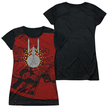 Star Trek Uss Enterprise Schematic juniors black back t-shirt
