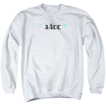 White men's crewneck sweatshirt with The 4400 Logo graphic