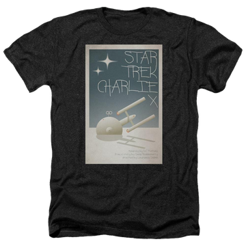 Black men's heather t-shirt with Star Trek Tos Episode 2 graphic