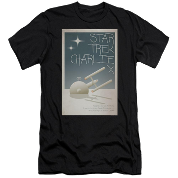 Black men's premium slim fit t-shirt with Star Trek Tos Episode 2 graphic