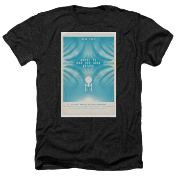Black men's heather t-shirt with Star Trek Tos Episode 3 graphic
