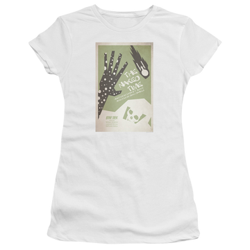White juniors t-shirt with Star Trek Tos Episode 4 graphic