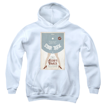 White youth hoodie for ages 8 to 12 with Star Trek The Original Series Tos Episode 6 graphic
