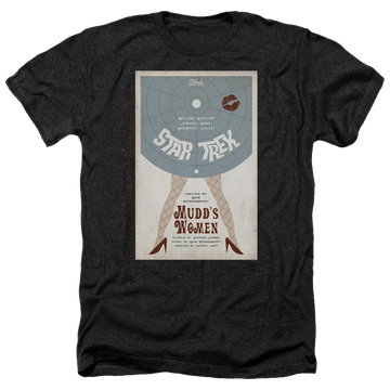 Black men's heather t-shirt with Star Trek Tos Episode 6 graphic