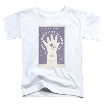 White toddler t-shirt with Star Trek Tos Episode 10 graphic